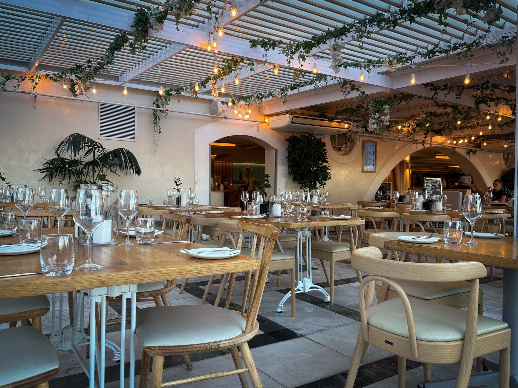 Warm inviting restaurant dining room interior